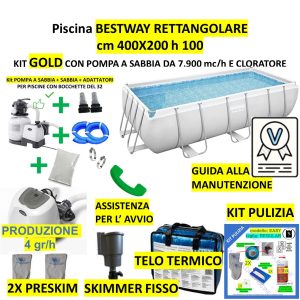 PISCINA BESTWAY 56441 RETTANGOLARE 404X201 H 100 KIT MAGGIORATO !!!